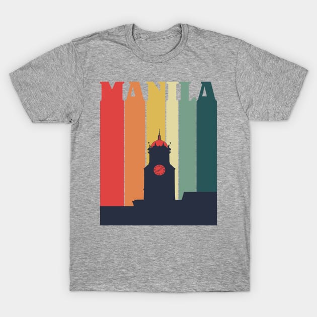 Manila City Hall Retro Rainbow Colors T-Shirt by ebayson74@gmail.com